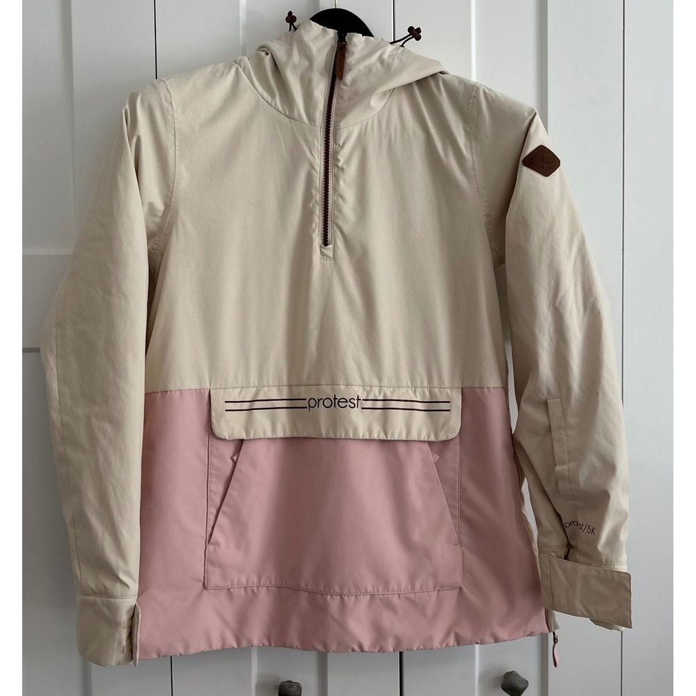 Protest Technical Boardwear 5K Ski Jacket Cream Pink Anorak Womens Medium